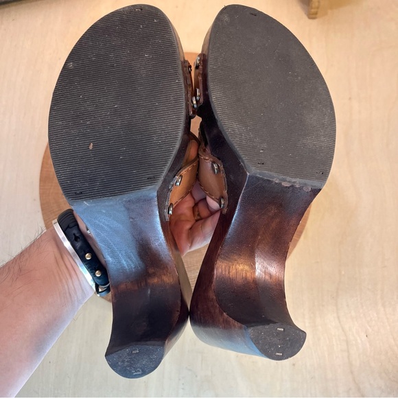 *NXP | "Twiggy" Vintage Made in Brazil Wooden Heeled Leather Straps Sandals 6.5 - Picture 15 of 16